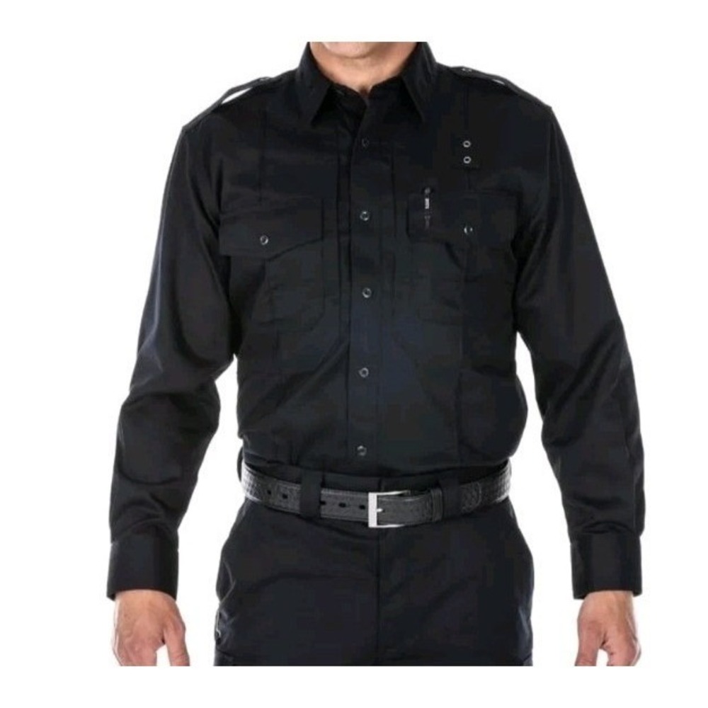511 5.11 Tactical Shirt Black Long Sleeve‎ Button Up  Pockets Zip up Military